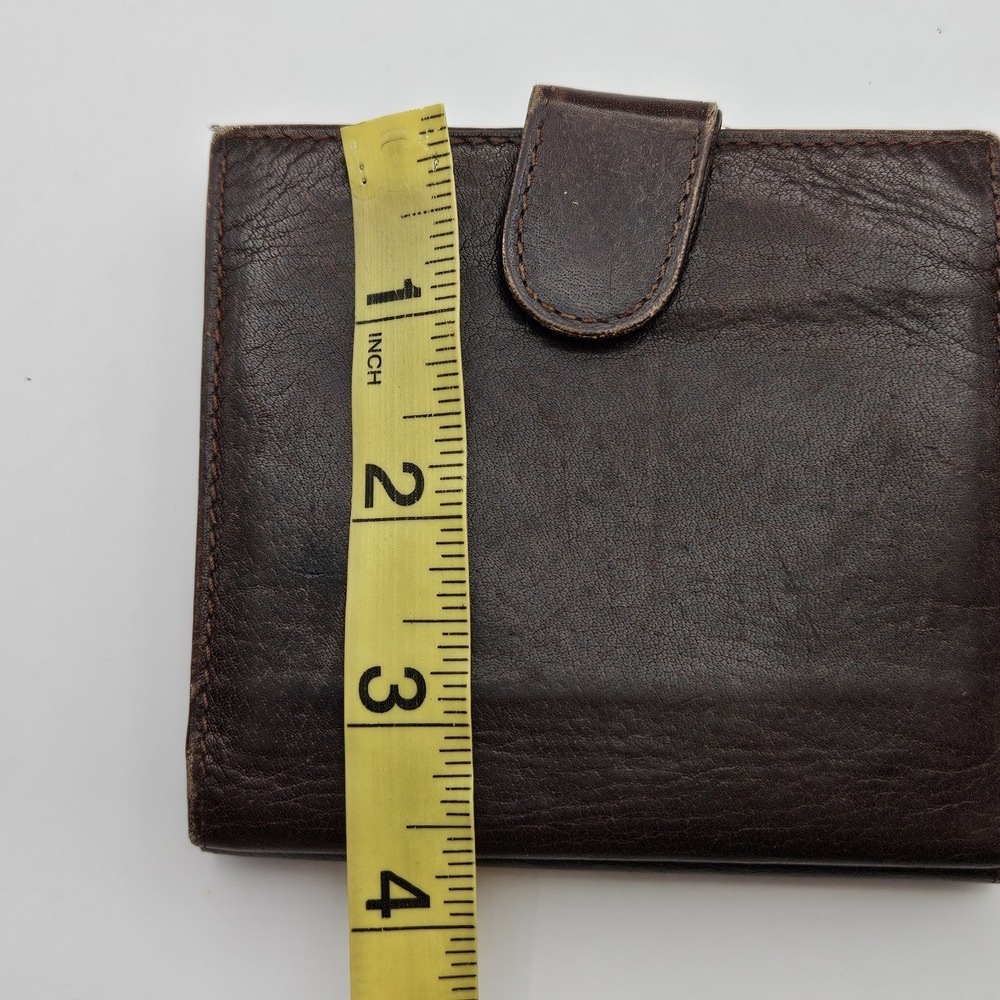 L.S. Ayres Women's‎ Unisex Wallet Brown Leather Vintage Made in Italy Kiss Lock - Picture 12 of 13